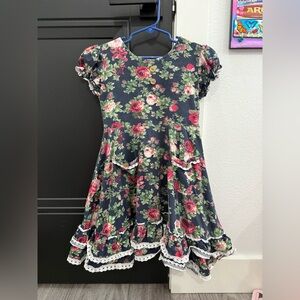 Floral Kids Dress with Ruffle Details